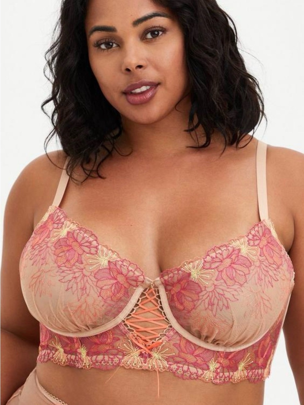 Torrid Multicolor Floral Mesh Embroidered Underwire Bra